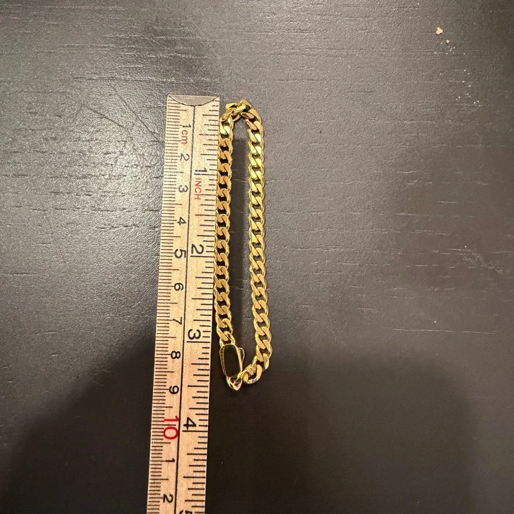 RIDGE 6mm 18K Gold Curb Bracelet Mens Rugged Durable Secure Clasp 8 inch